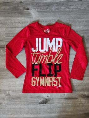 Justice Long Sleeve Glitter Cheer Tumbling Shirt Size 8